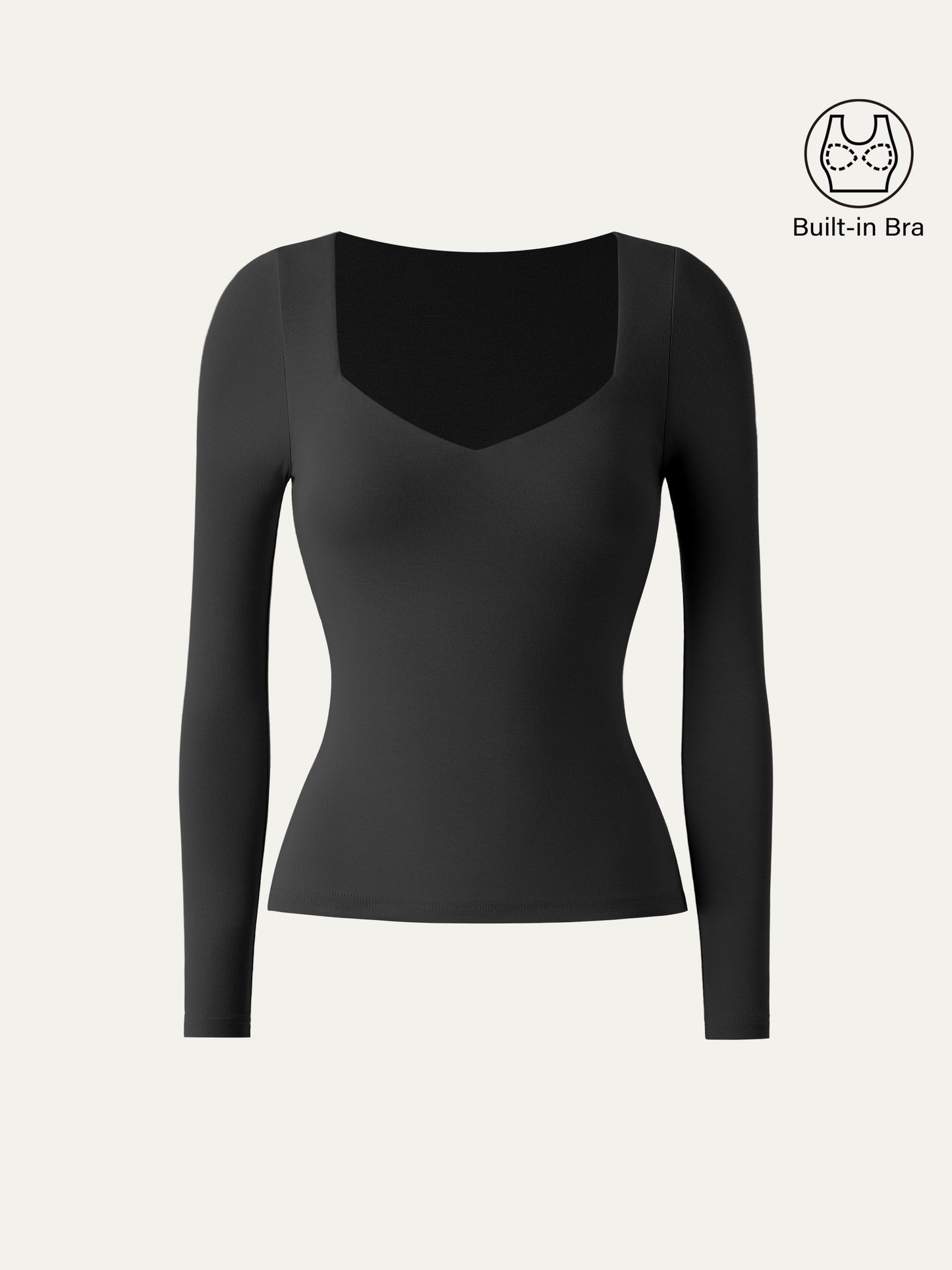 Sweetheart Neck Long Sleeve Lightweight Brami Top