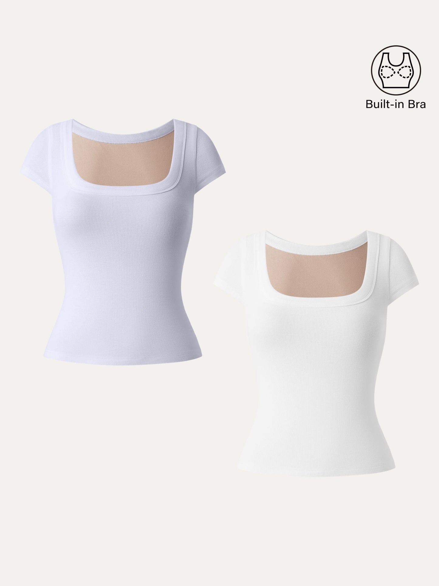 Stretch Cotton Square Neck Cap Sleeve Brami