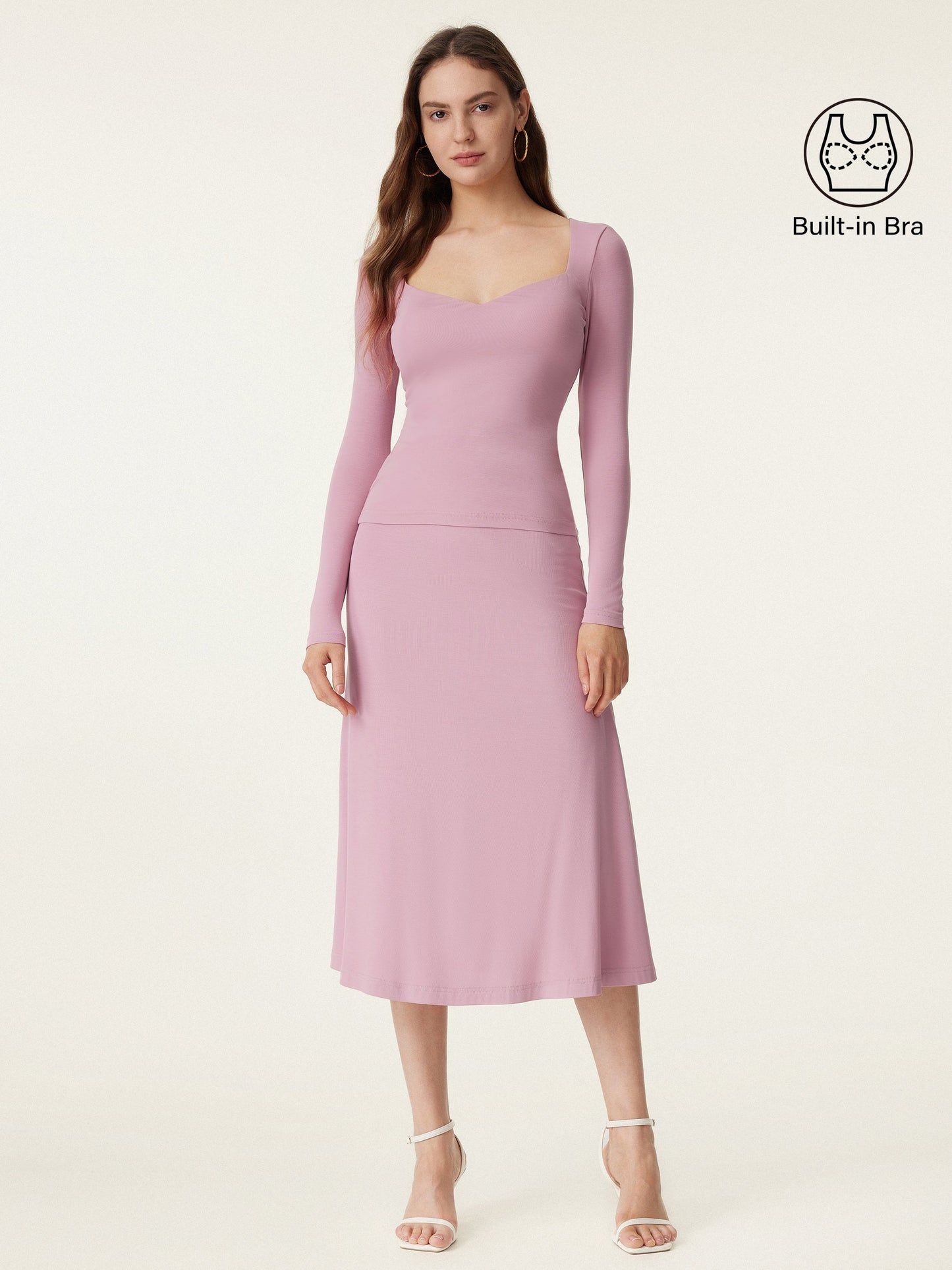 Sweetheart Neck Long Sleeve Lightweight Brami Top