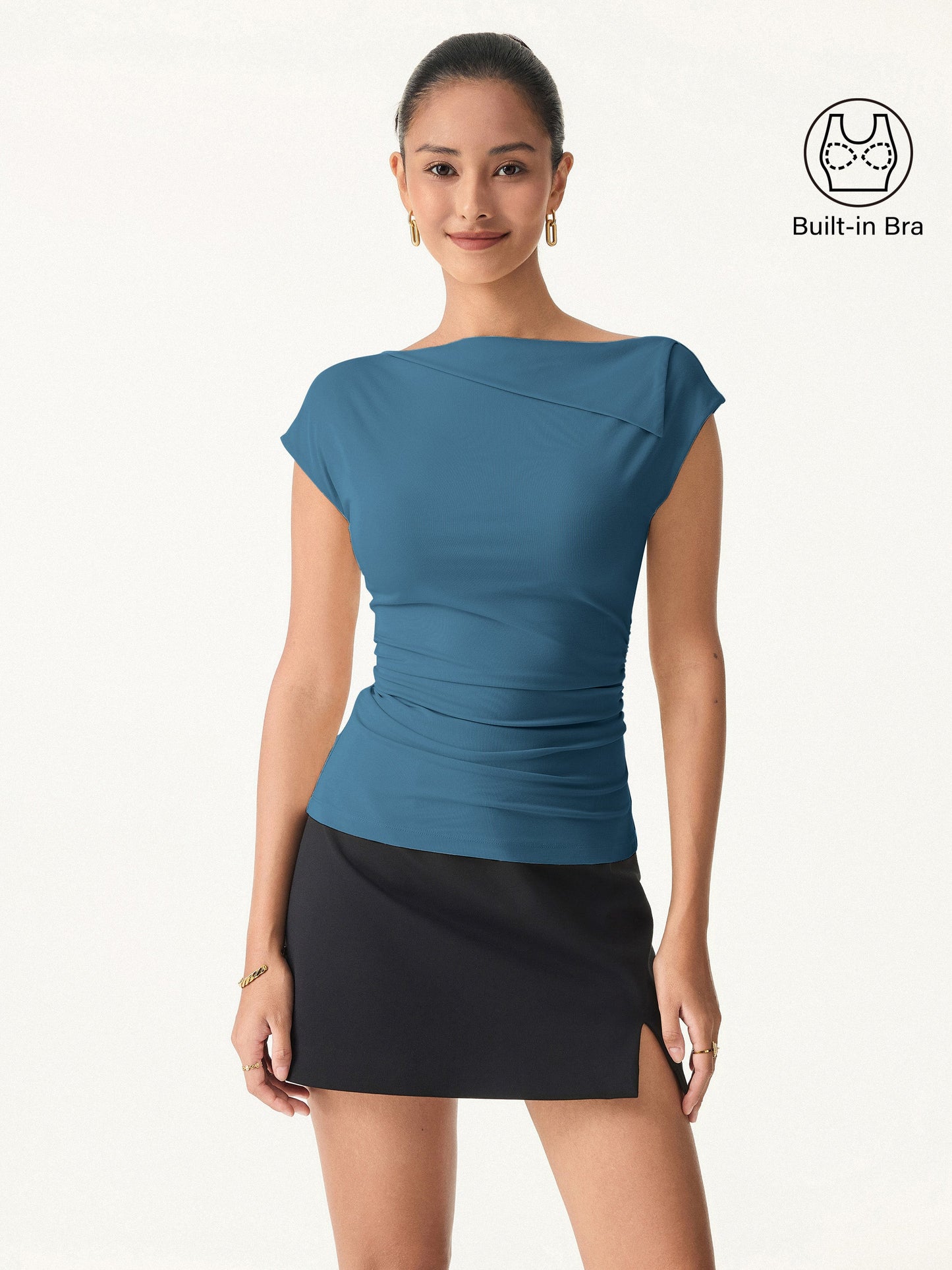 Flap Collar Side Ruched New Airy Brami