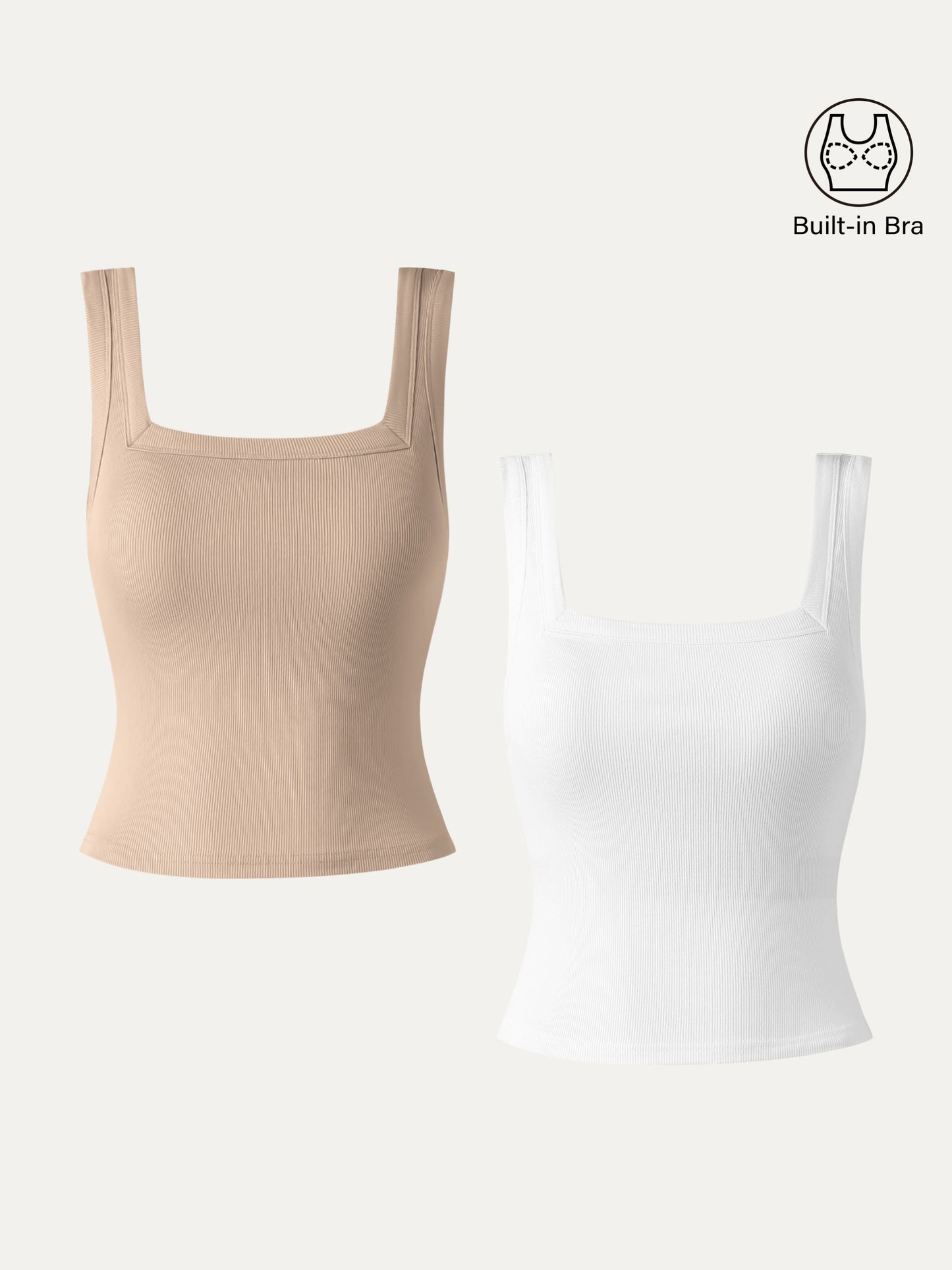 2Pcs Set Cropped Slinky Square Open-Back Brami Tank Top