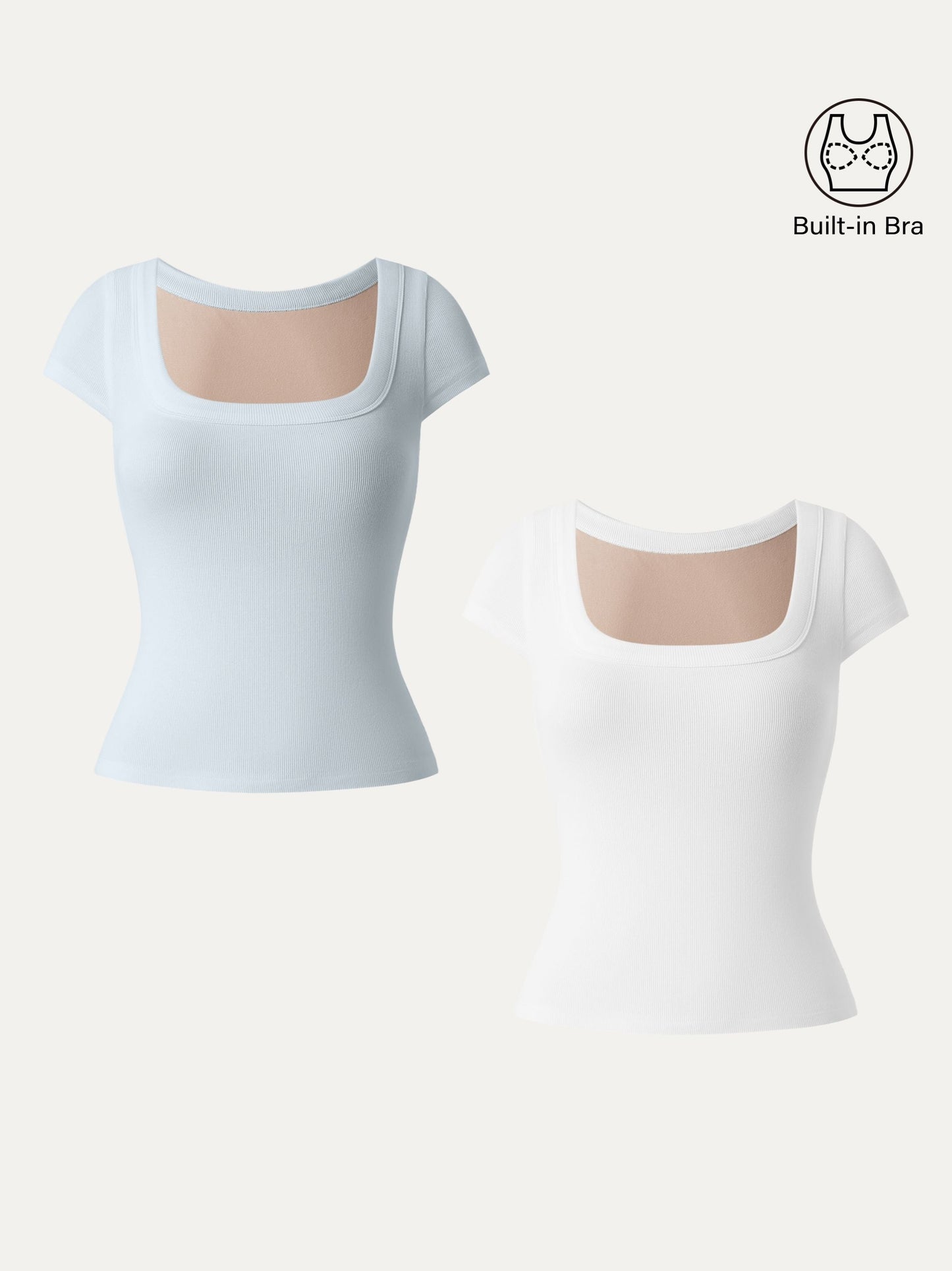 Stretch Cotton Square Neck Cap Sleeve Brami