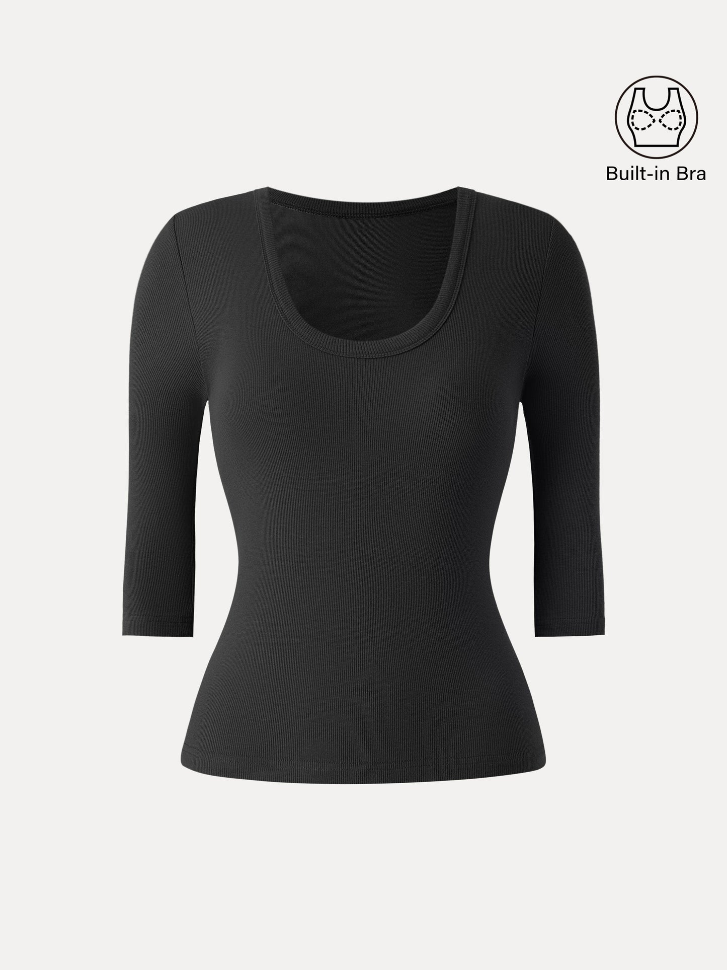 Essential Stretch Cotton U-neck 3/4 Sleeve Brami