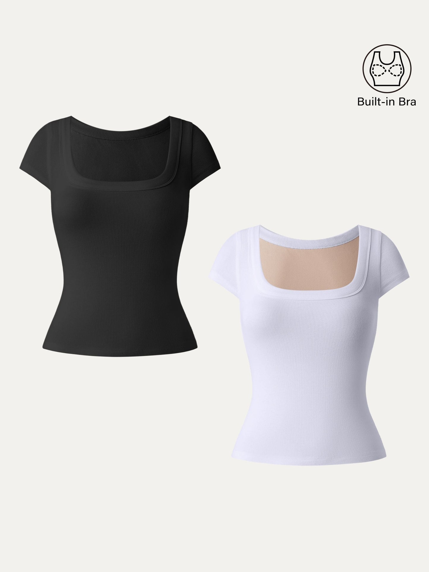 Stretch Cotton Square Neck Cap Sleeve Brami