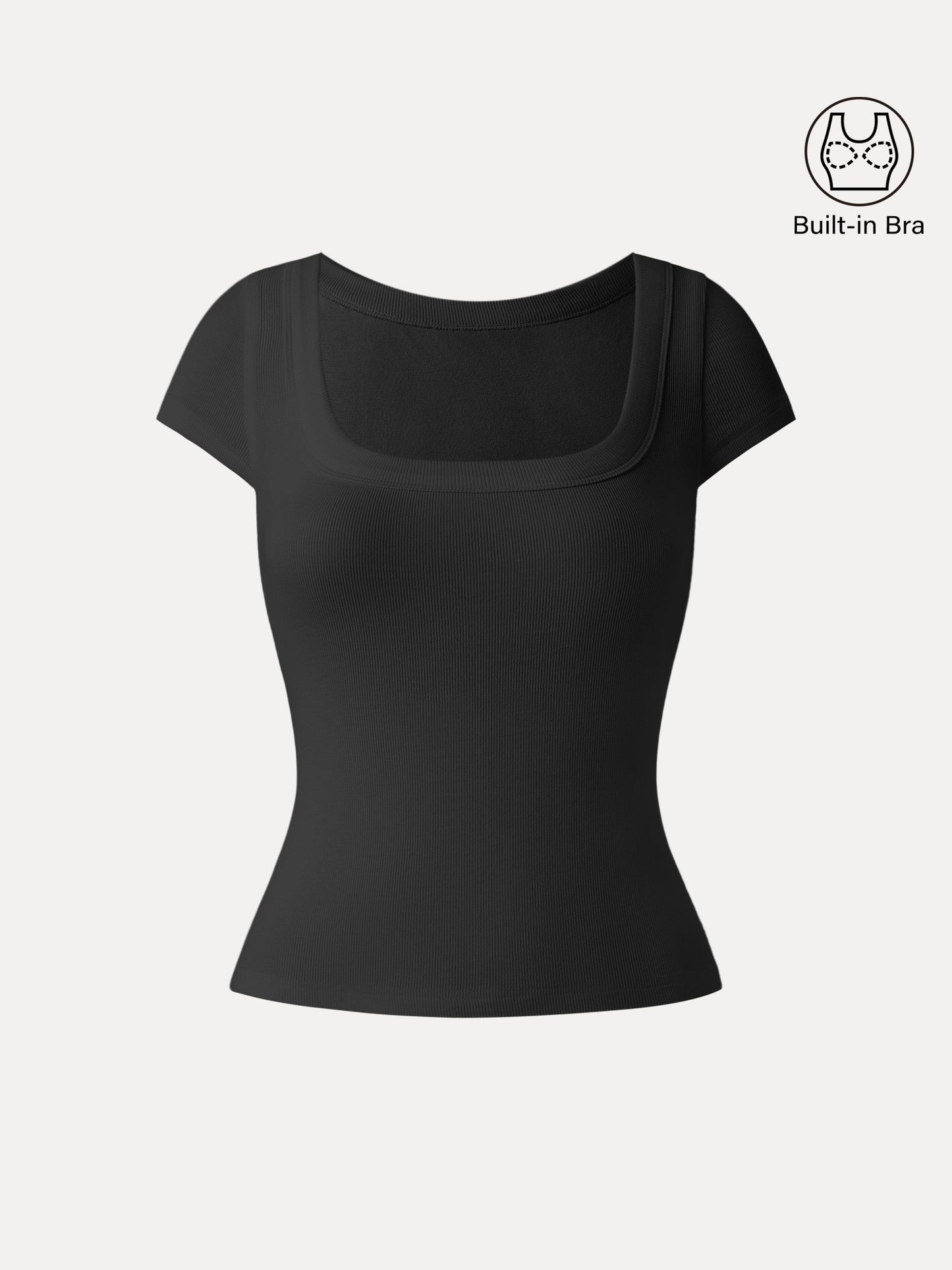 Stretch Cotton Square Neck Cap Sleeve Brami