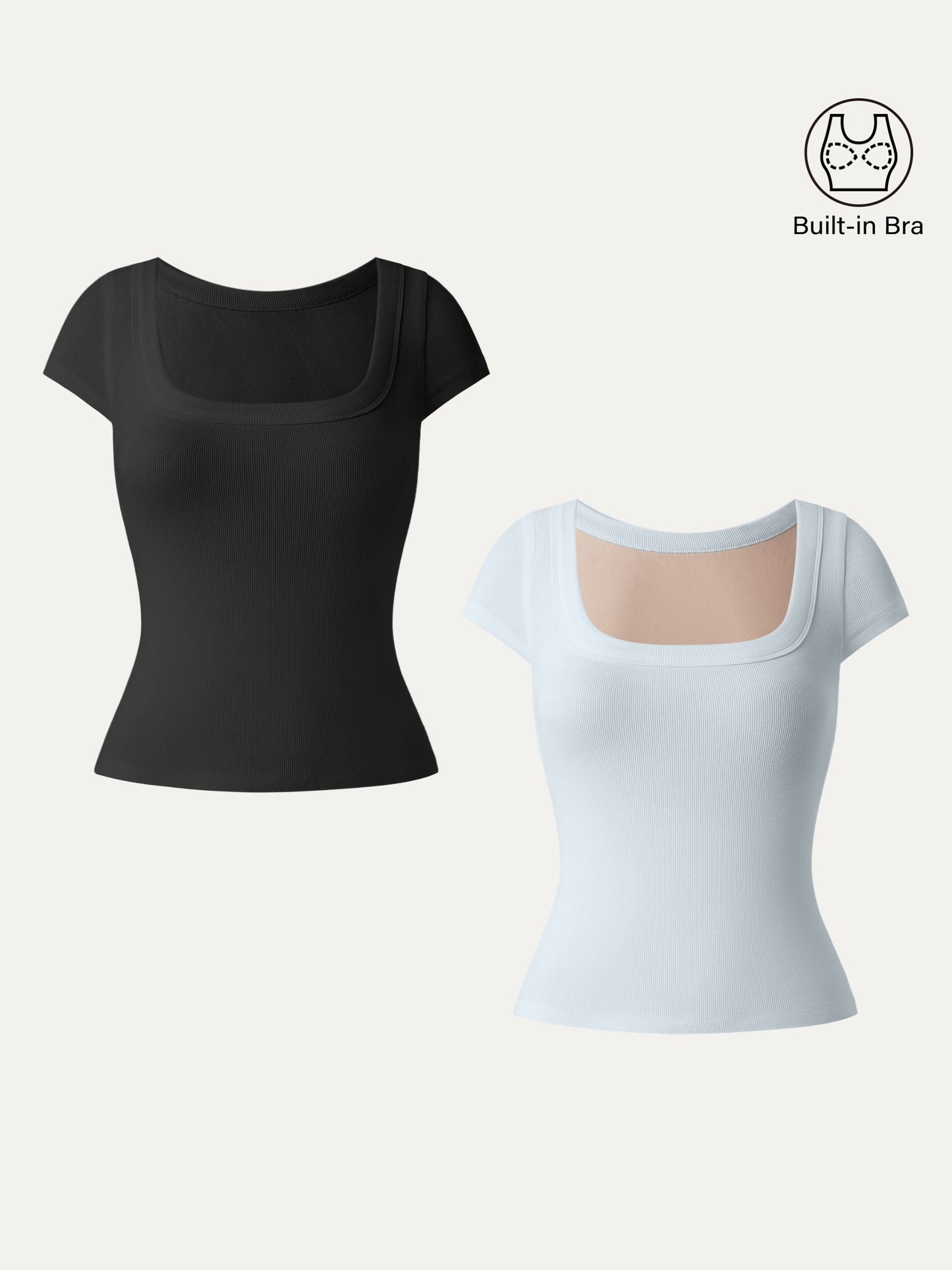Stretch Cotton Square Neck Cap Sleeve Brami