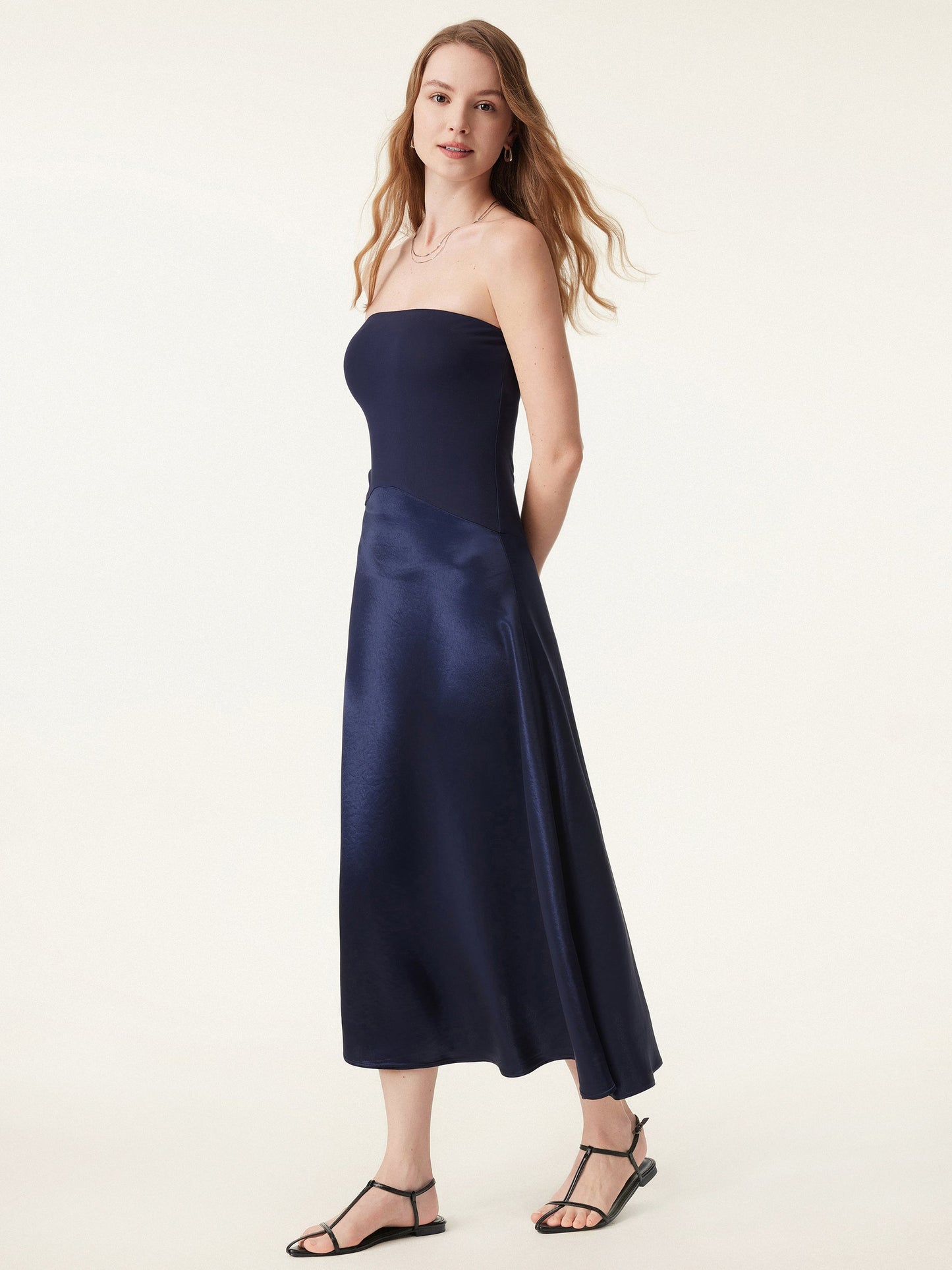 Midnight Acetate Non-slip Strapless Midi Brami Dress