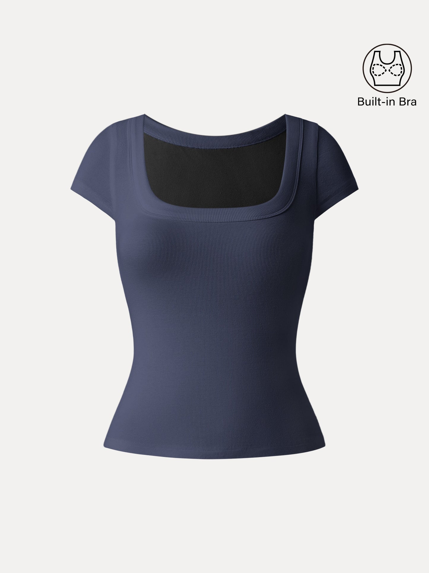 Stretch Cotton Square Neck Cap Sleeve Brami