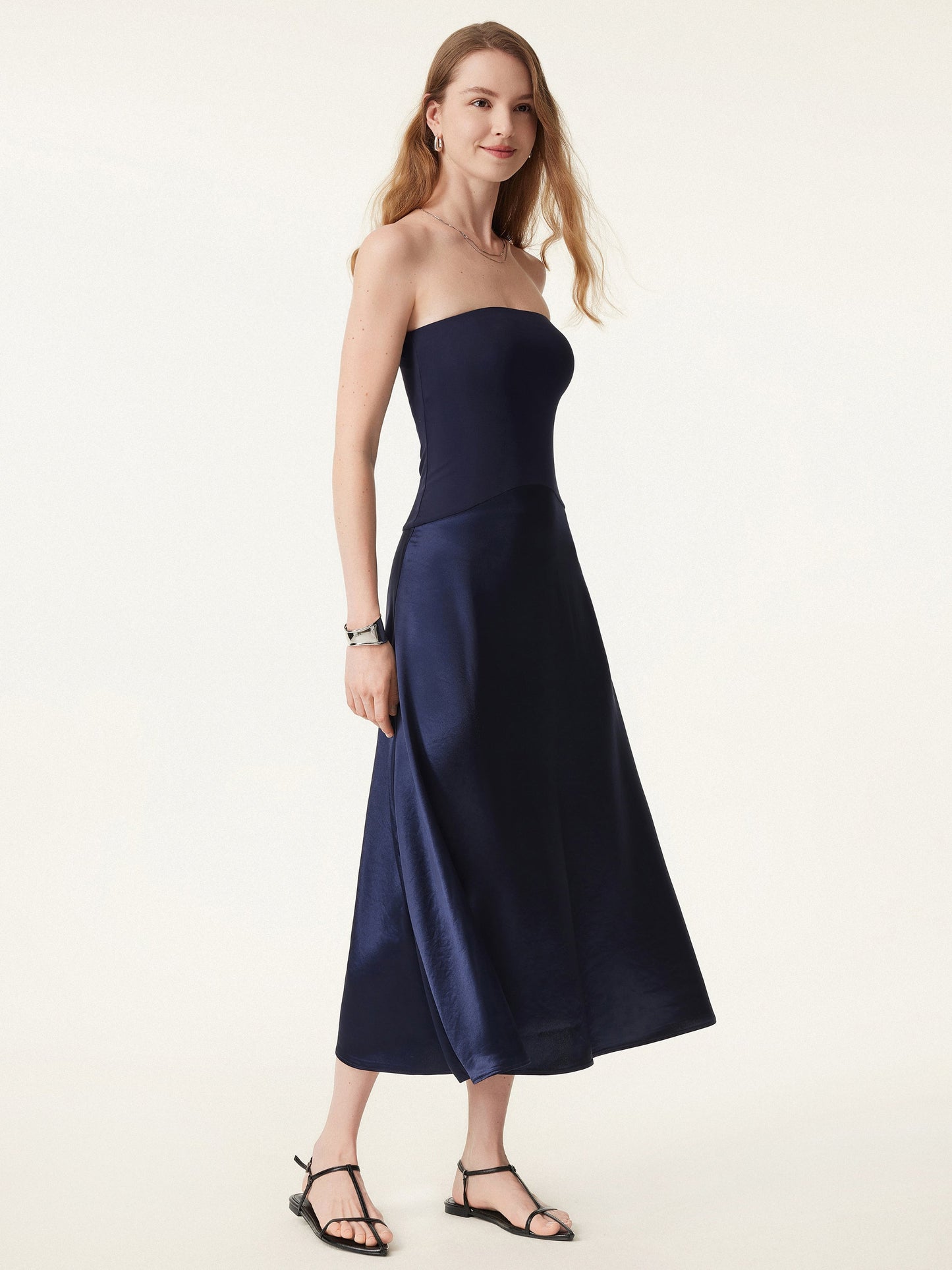 Midnight Acetate Non-slip Strapless Midi Brami Dress