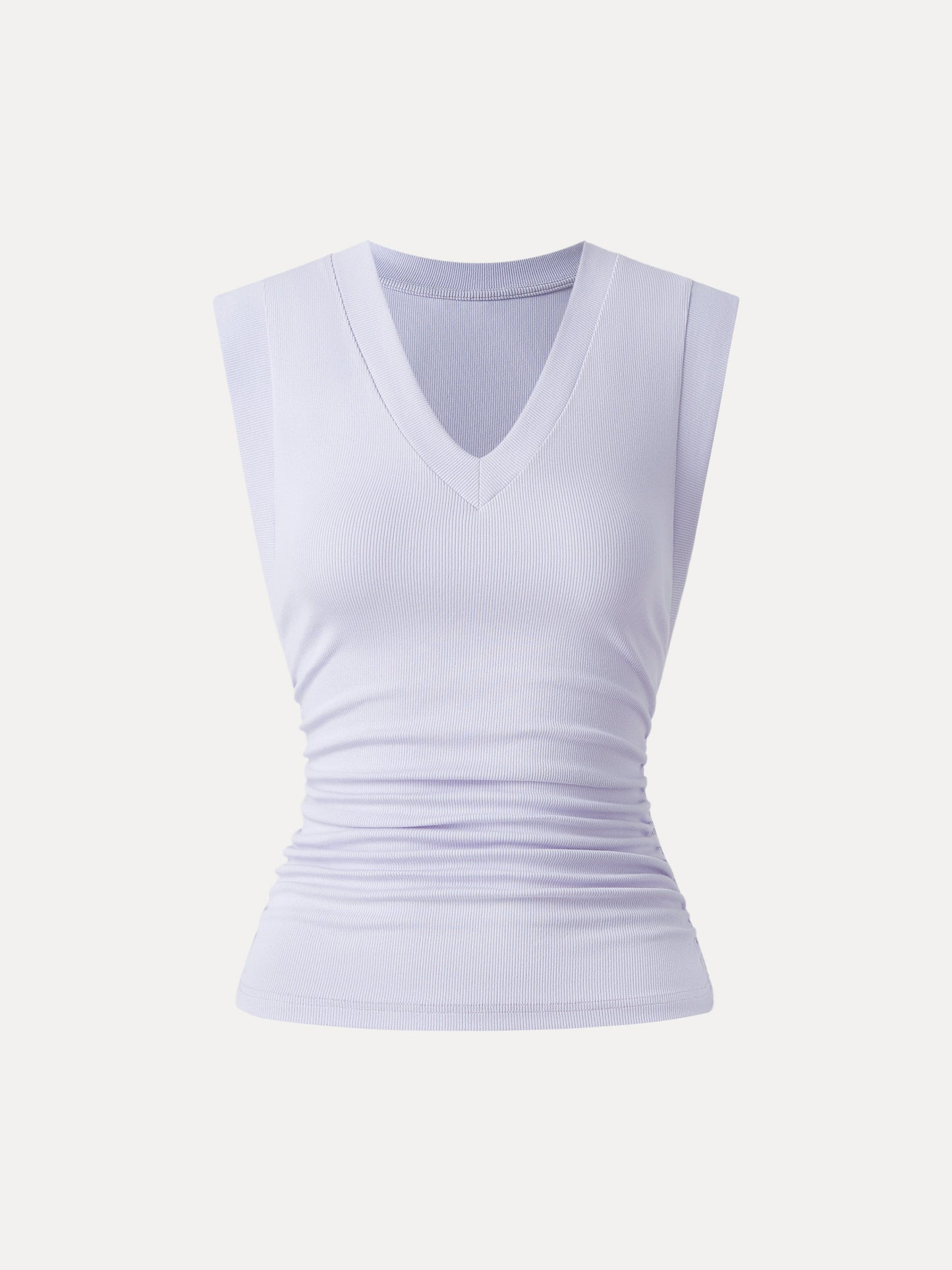 Stretch Cotton V-neck Side Ruched Muscle Tee