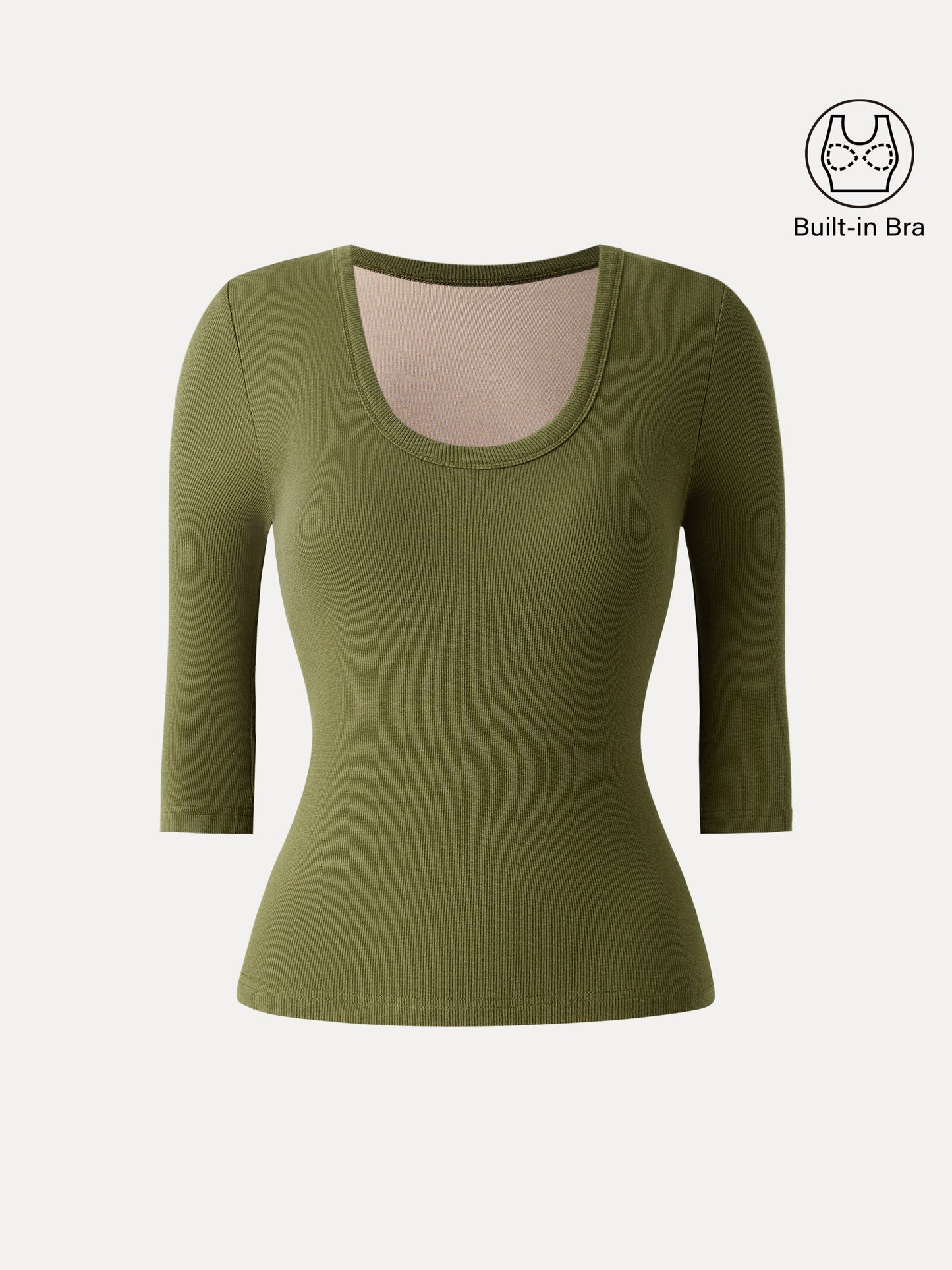 Essential Stretch Cotton U-neck 3/4 Sleeve Brami