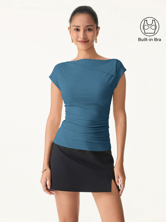 Flap Collar Side Ruched New Airy Brami